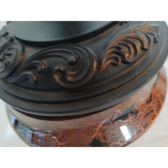 Vintage Hobby Lobby Crackle Glass Golden/ Black Wood Bow-Lidl Center Piece 8" - Picture 9 of 16